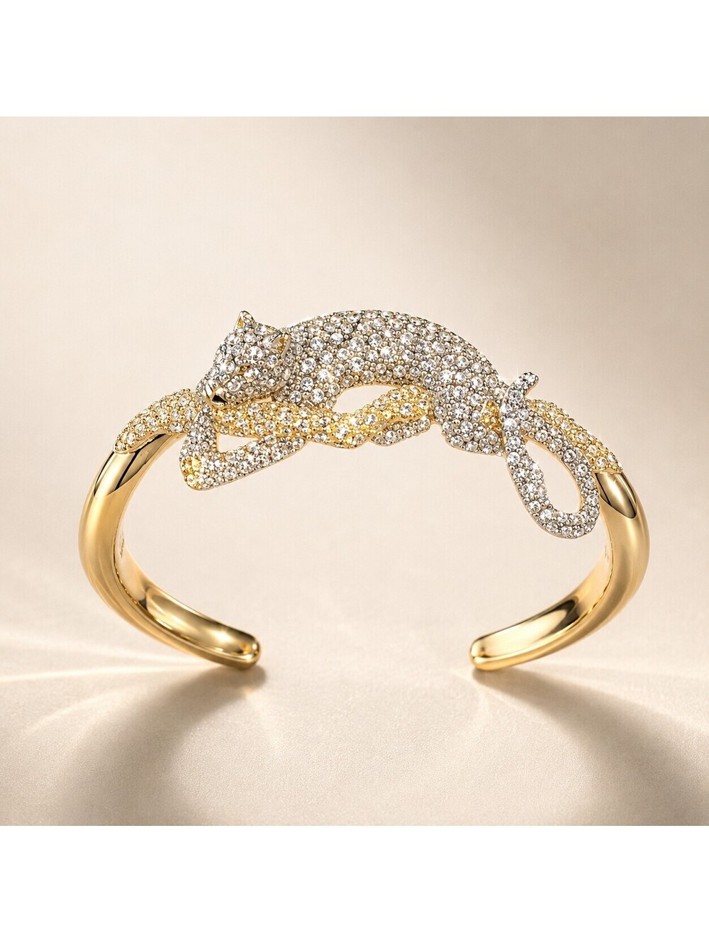 Alexis Bittar Crystal Pavé Panther Hinged Bangle Bracelet - Picture 3 of 3